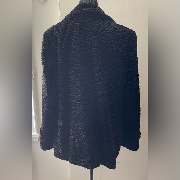 Simon Chang Textured Faux Lambs Fur Coat Size 13/14 - Picture 4 of 15